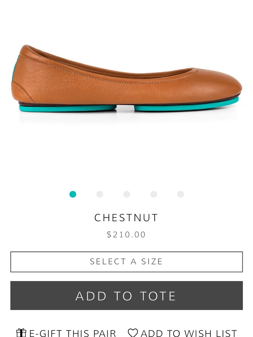 Tieks by Gavrieli Chestnut Ballet Flat with Teal Trim